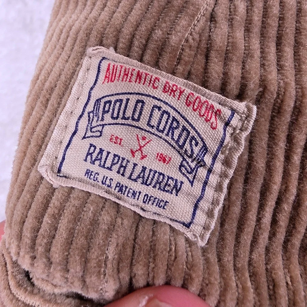 Vintage Polo Ralph Lauren Andrew Cords Mens 35/32 Pleated Wide-Wale Corduroy
